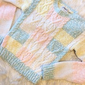 Vintage Pastel Chunk Knit Fairy Kei Kawaii Sweater